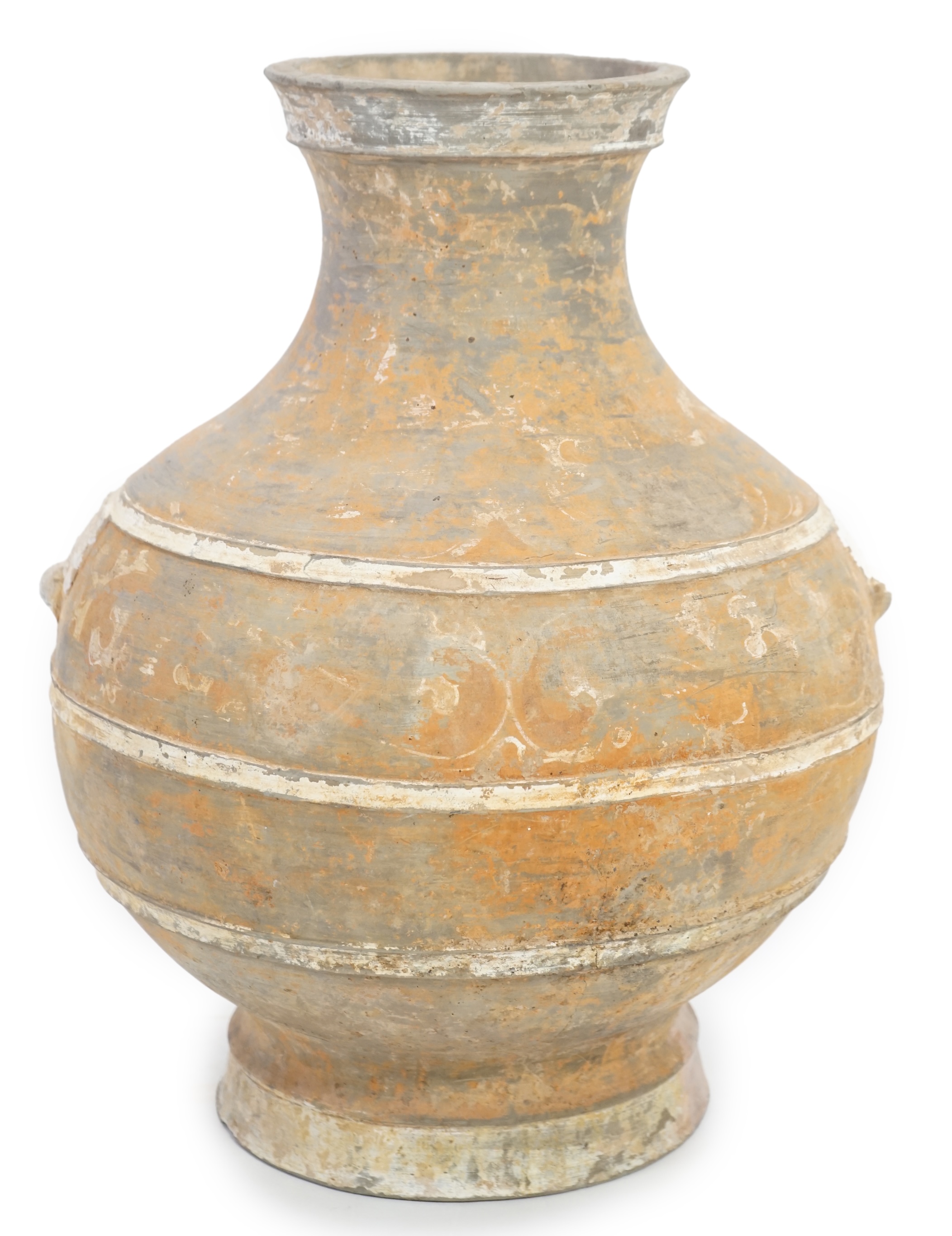 A large Chinese painted pottery Hu jar, Western Han Dynasty (206 BC-AD 8)